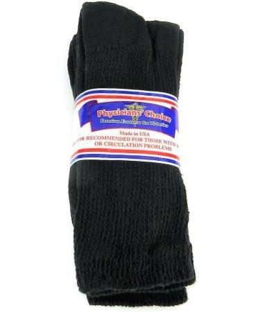 Buy Physicians Choice 6 Pair Black Diabetic Crew Socks 10-13 | Loose Fit Top for Comfort - International Shipping Available - Buy Online on GoSupps.com