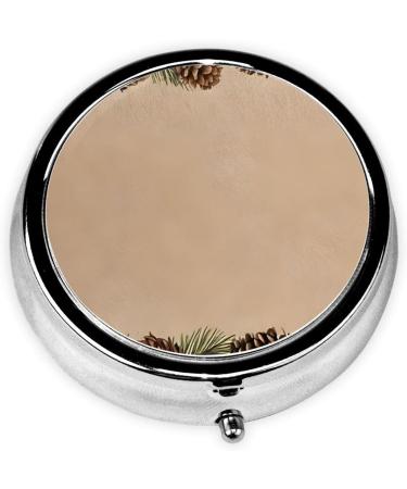Pine Cone Mini Round Pill Box | 3 Compartment Pill Organizer for Travel & Home - Buy Online on GoSupps.com