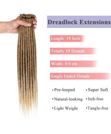 Leeven 18 Inch Ombre Blonde Dreadlock Extensions - 10 Strands Reggae Hippie Soft Dreads Hair Extensions - Buy Online on GoSupps.com