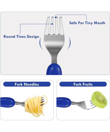 Lehoo Castle Toddler Cutlery Set - 6pcs Stainless Steel Kids Cutlery in Grey/Blue - Buy Online on GoSupps.com