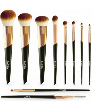 EDMIRE 10pcs Makeup Brushes including Foundation Brush Eyeshadow and Eyebrow brushes. Essential Make up Brushes Set Gift for Women Make up Brushes Perfect for Anniversary Valentine or Birthday