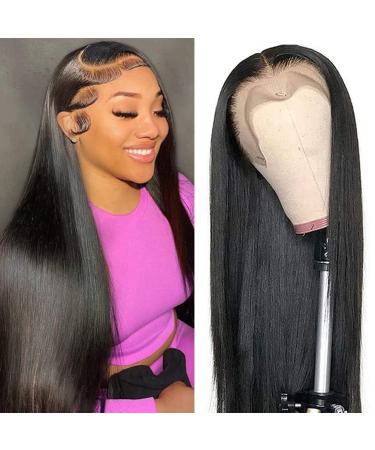 KALASHOW Lace Front Wigs Human Hair 13x4 HD Transparent Straight Glueless Lace Front Wigs Human Hair for Black Women 180% Density Brazilian Virgin Human Hair Wigs Pre Plucked with Baby Hair Natural Hairline (28 Inch) 28 ...