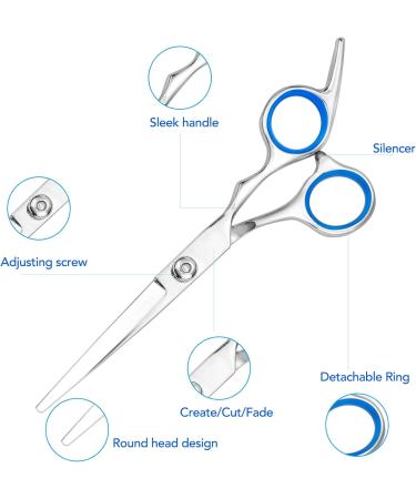 Professional 6.7-Inch Hair Scissors Set - Premium Hairdressing & Effilier Scissors for Men Women & Children - 10-Part Family Salon Kit - International Shipping Available - Buy Online on GoSupps.com