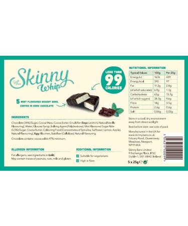 Skinny Whip Mint & Chocolate 10x5x25g - 1 Count Pack, Mint Flavor - Buy Online on GoSupps.com