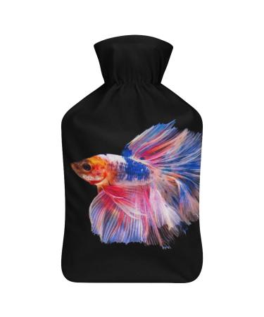 Color Fish Hot Water Bottle With Cover Plush Bed Bottle Hand Warmer For Adults And Children 26.5X15.3cm