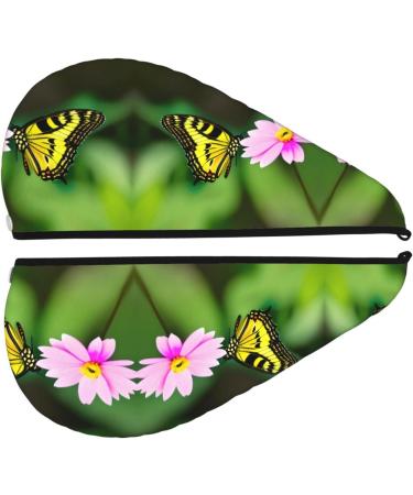 Spring Floral Butterfly Coral Velvet Dry Hair Cap Unisex Towel Wrap for Bathroom Pool Party & Beach Perfect Water Absorbent Hair Accessory - Buy Online on GoSupps.com