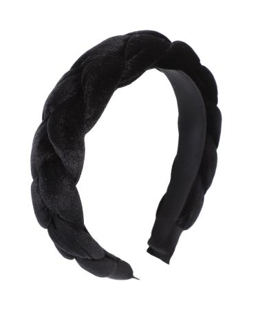 Braided Satin Headband for Women | Vintage Padded Hair Accessory - Black - Buy Online on GoSupps.com