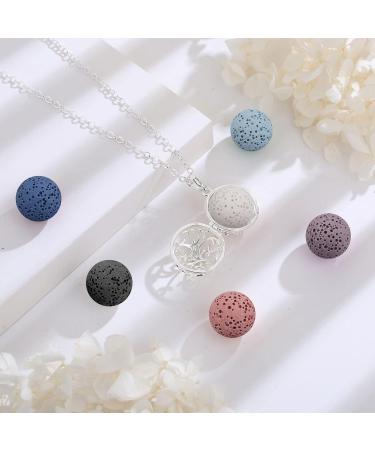 Shop Eudora Harmony Ball Aromatherapy Necklace - Yoga & Meditation Jewelry Gifts for Mom - 24 Lavaestein Pearl Chain with 7pcs Tree of Life Charm - Buy Online on GoSupps.com