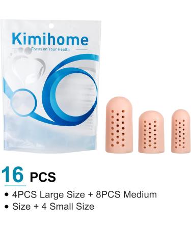 Kimihome 16 PCS Silicone Toe Caps & Protectors - Relief for Corns, Blisters & Ingrown Toenails - Toe Sleeve Cushions (4 Large + 8 Medium + 4 Small) Beige - Buy Online on GoSupps.com