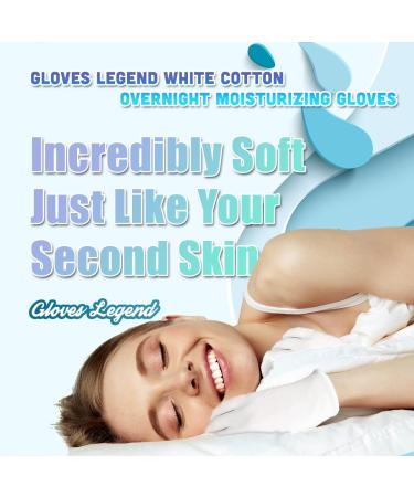 3 Pairs (2 Gloves) White Cotton Legend Gloves for Dry Hand Eczema Moisturizing - Women's Size | Stretchable Nighttime Gloves - Buy Online on GoSupps.com