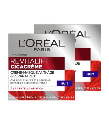 L'Oréal Paris - Revitalift - Cicacrème - Night Cream Mask - Anti-Wrinkle & Repair - Anti-Aging - 50 mL - Pack of 2
