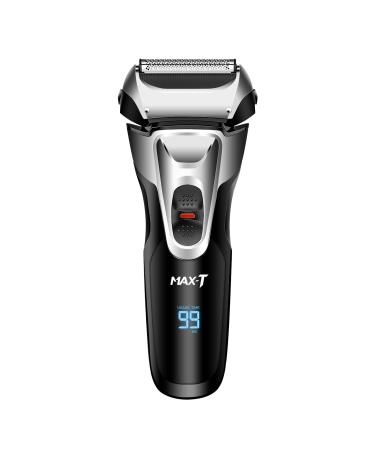 MAX-T Electric Shavers for Men, Wet & Dry Men's Electric Shaver, Cordless with USB Rechargeable and Pop-Up Trimmer, IPX7 Waterproof Electric Razor for Men,Best Foil Razor Gifts for Men Black
