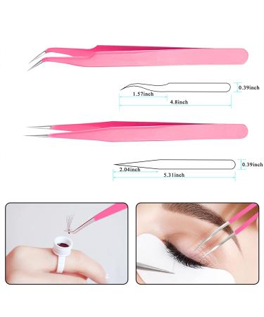 Eyelash Extension Kit - Fan Dryer, Tweezers, Glue Rings, Pads, Brushes, Tape - Pink - Buy Online on GoSupps.com