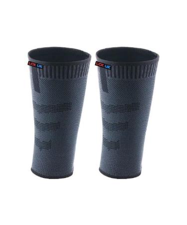 LCK UK Calf Support Compression Sleeves (Pair) for Women Men Running | 20-30mmHq Shin Splints Brace Footless Leg Socks for Torn Calf Muscle for Enhanced Performance and Recovery Grey L