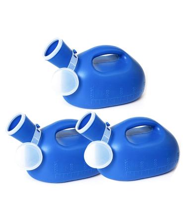 2000ML Urinals -with Lid Spill Proof Reusable Portable Pee Bottle for Home Camping Car Travel Bed Emergency Urination Device Pack of 3 Happy