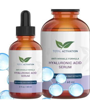 Pure  Natural Hyaluronic Acid Serum for Face with Organic Aloe  Fruit Extracts  Soothing Chamomile - Reduce Wrinkles  Fine Lines & Sun Spots - Anti Aging Enhanced Facial Moisturizer Serum  All Skin Types (2 oz)