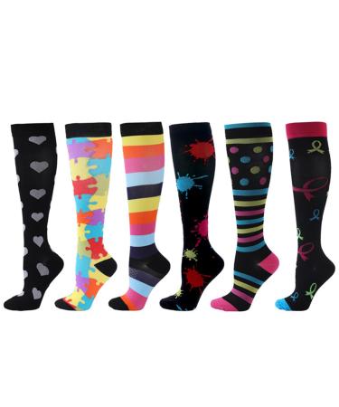 Compression stockings for women and men funny compression stockings different patterns compression stockings for athletes running cycling air travel 6 pairs