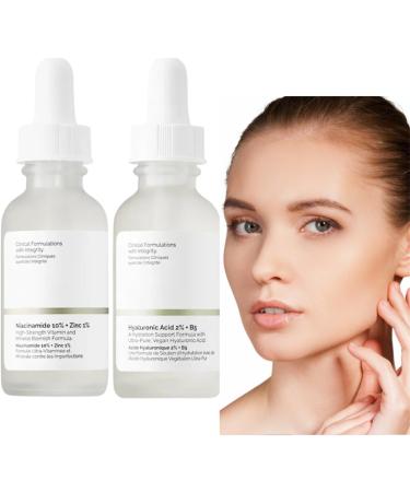 Facial Serums Skincare Set Niacinamide10%+Zinc 1% & Hyaluronic Acid 2% + B5 Face Serum for Women Hyaluronic Acid Serum for Skincare Anti Aging Serum for Face Face Serum for Plump and Smooth Skin