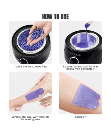 Waxing Kit Wax Warmer with 6 Beads and Accessories - At Home Hair Removal for Body, Face, and Eyebrows - Painless and Easy to Use - Black - Buy Online on GoSupps.com