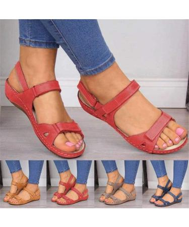 High-Quality Open Women's Sandals - Orthopedic Flip-Flops Vintage Summer Style Breathable Non-Slip Platform Shoes with Adjustable Ankle Straps - Bridal Gray 39 EU - Buy Online on GoSupps.com