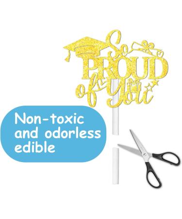 18pcs Yellow Glitter Cap Dessert Cupcake Topper Congrats Grad 2024 We Are So Proud of You Theme Decorations 2024 Preschool High School College Graduation Party Decor Supplies - Buy Online on GoSupps.com