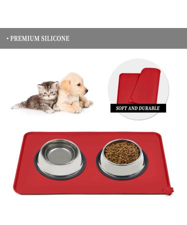 Reopet Waterproof Silicone Pet Feed Mat - Elevated Edges for Dogs & Cats | 60x40 cm Red - International Shipping Available - Buy Online on GoSupps.com