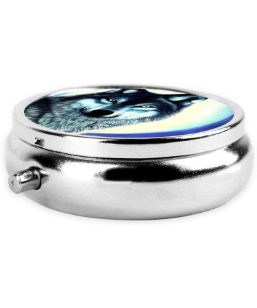 Wolf Under Moon Round Pill Box | 3 Compartment Portable Travel Organizer for Purse or Pocket - Ideal for International Shipping - Buy Online on GoSupps.com