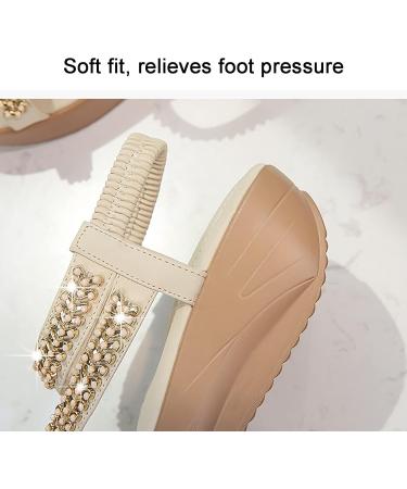 Summer Round Toe Sandals for Women - Fashion Platform Wedge Rhinestone Orthopedic Bunion Corrector - Soft Big Toe Foot Support - 24cm Black - Buy Online on GoSupps.com