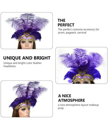 FRCOLOR Feather Headband Vintage Fascinator Carnival Headpiece Party Masquerade Pageant Show Headdress (Purple) - Buy Online on GoSupps.com