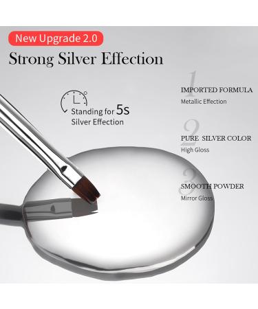 Silver Nail Polish Metallic Gel Nail Polish Painting Gel Chrome Nail Polish Nail Art Reflective Super Shine Nail Gel Soak Off UV/LED 3D Metal Glitter Long Lasting Chrome Nail Polish For DIY Manicure - Buy Online on GoSupps.com