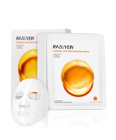 RAZUYEN Firming Face Sheet Masks With Hyaluronic Acid And Peptides Anti Wrinkle Moisturising & Hydrating face mask Set of 10 Sheet Face Mask Skincare Firming face mask