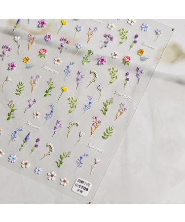 Flower Nail Stickers for Nail Art - 5D Embossed Summer Floral Decals | Self-Adhesive Nail Art Supplies & Manicure Sliders - Buy Online on GoSupps.com