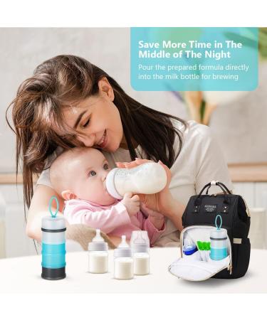Vicloon Baby Milk Powder Dispenser - 4 Layer Portable Container for Kids - Stackable Snack Storage - Gray & Blue - Buy Online on GoSupps.com