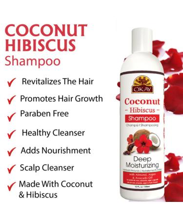 OKAY Coconut Hibiscus Shampoo | Nourishing for All Hair Types | Paraben & Sulfate Free | 12 oz - Buy Online on GoSupps.com