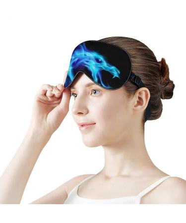 Silk Sleep Eye Mask - Adjustable Strap Black Blue Fire Dragon Art - Perfect for Men & Women Nap Yoga Meditation - 1 Count - Buy Online on GoSupps.com