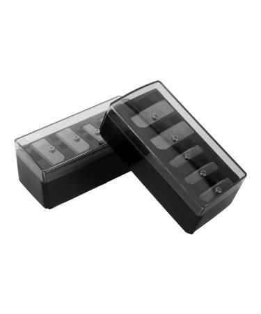 Taille-crayon Manuel 2 Pi ces Noir 5 Trous pour Crayons L vres Sourcils et Eyeliner Aiguiseur Pr cision Professionnelle avec Couvercle Outil Maquillage Compact pour