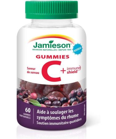 Jamieson Vitamin C plus Immune Shield Gummies - Elderberry Flavour 60 Count (Pack of 1) & Magnesium Gummies - Cranberry Grape Flavour 60 Count (Pack of 1) Gummies + Gummies 60 Count - Buy Online on GoSupps.com