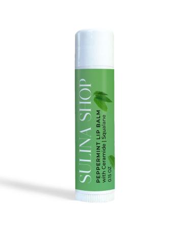 Peppermint Lip Balm with Castor Oil & Vitamin E - Nourishes & Protects Dry Lips, Lip Moisturizer with Ceramide & Squalane, Natural Lip Balm Mint with Deep Hydration for Soft Lips - Lip Repair, 0.15 oz Peppermint Small