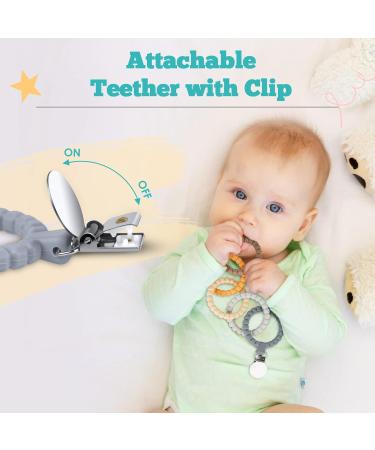 NiBaby Silicone Baby Teether Chew Toy with Holder Case - BPA Free, Freezable, Easy to Hold - 5 Rings (Pastel Colors) - Buy Online on GoSupps.com