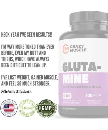 Crazy Muscle Keto Friendly L Glutamine Capsules 1000mg - Post Workout Supplement for Recovery, Muscle Soreness, Strength Gains, and Gut Health - 100 Pills - Buy Online on GoSupps.com