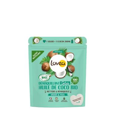 LOVEA - Solid Makeup Remover - Organic Coconut Oil - Cleanser & Removes Makeup from the Face - Suitable for Sensitive Eyes - 100% Natural Origin - Vegan - Certified Organic - Made in France - 50 g