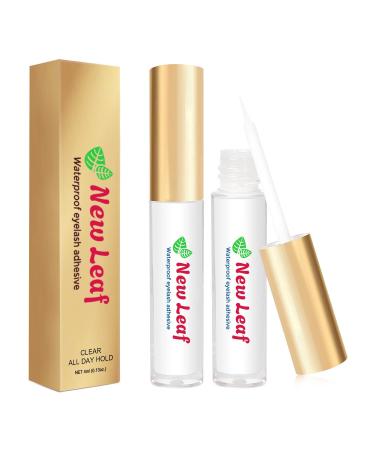 Waterproof False Lash Glue for Strips Lash Extension New Leaf (Super Hold) Easy to Apply Latex Free Non-Toxic Dry Fast Sensitive Eye Secure & Natural Look Straggly White