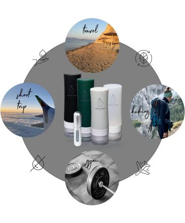 Easytrase Cosmetics Silicone Bottle Set 4-Pack | TSA Approved Travel Bottles with Labels & Bag | Refillable BPA-Free Spout for Care Products - Buy Online on GoSupps.com