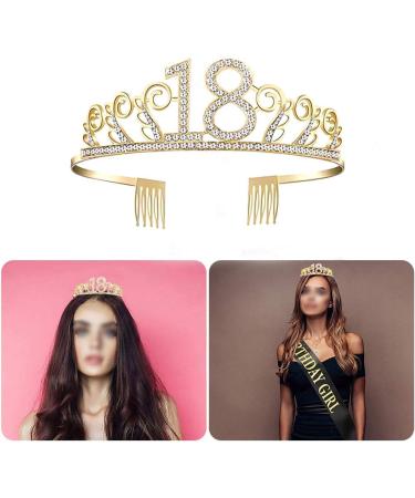 Oro 18th Birthday Crown Tiara & Birthday Sash - Silver Crystal Princess Hair Accessories for Celebrations - Buy Online on GoSupps.com