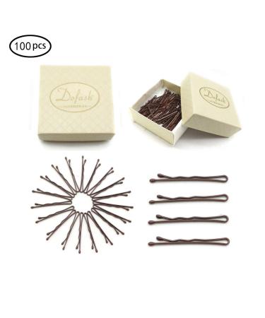Dofash 100Pcs Brown Bobby Pins - Steel Hair Clips 3.5Cm/1.38 Hair Accessories for Girls - Gift Box Included - Buy Online on GoSupps.com
