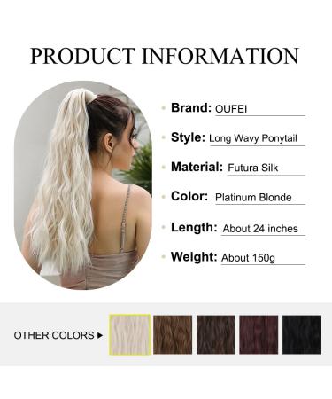 Platinum Blonde 24-Inch Oefei Ponytail Extension - Natural Synthetic Hair Braid with Velcro Fastener for Women - Buy Online on GoSupps.com