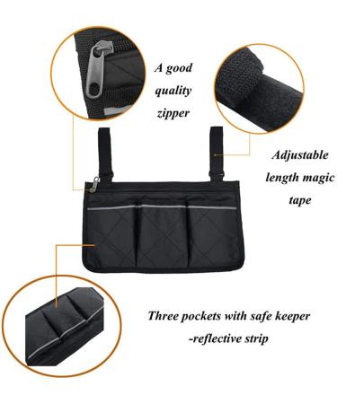 DGFJY Wheelchair Side Organizer Wheelchair Armrest Side Storage Bag with Cup Holder and Reflective Waterproof Wheelchair Armrest Side Storage Bag - Buy Online on GoSupps.com