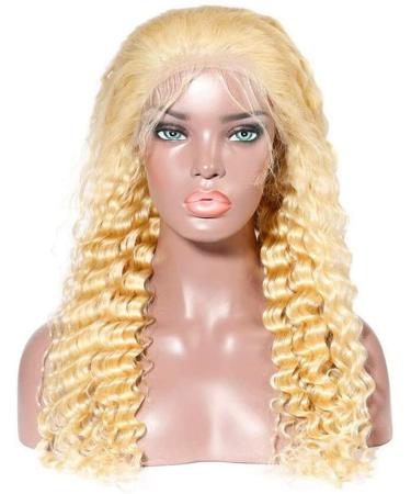 Blonde lace front wig real hair Brazilian 13x4 lace front real hair wig for women deep wave wig with baby hair bleached knot 150% dense wig 16 inch
