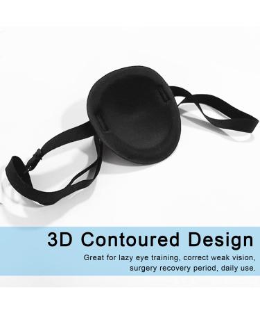 2 PCS Medical Eye Patch for Adults & Kids - Adjustable, Comfortable 3D Amblyopia Lazy Eye Patches - Black - Suitable for Either Eyes - Buy Online on GoSupps.com