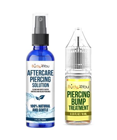 BodyJ4You 2PC Piercing Aftercare Set | Ear Balm Jojoba Tea Tree Oil Saline Wash | Tunnel Plug Taper Gauges Expander | Natural Recovery Solution Vegan | New Old Piercing (Bump Removal, Saline Spray) - Buy Online on GoSupps.com